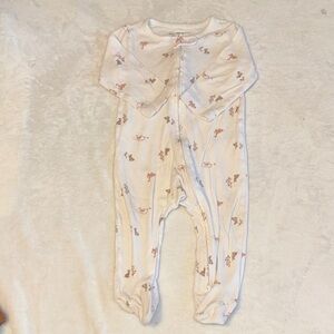 (2 for $10) carters Cream Baby One-Piece Footed Sleeper with Pink & Brown Print